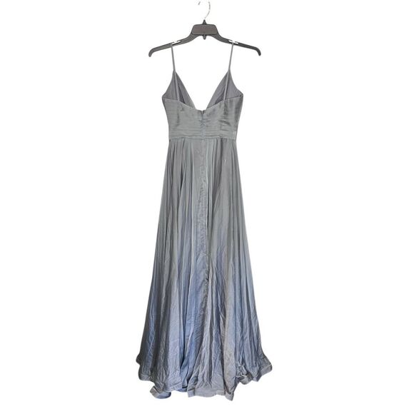 NWT Flaw | 28611 La Femme Silver Gray Platinum Chiffon Ball Gown Formal Dress 4 - Picture 4 of 14